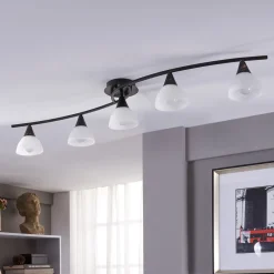 Lindby Gang|Pendellamper > loftlampe Della, sort-guld, 110 cm, 5 lyskilder, E14