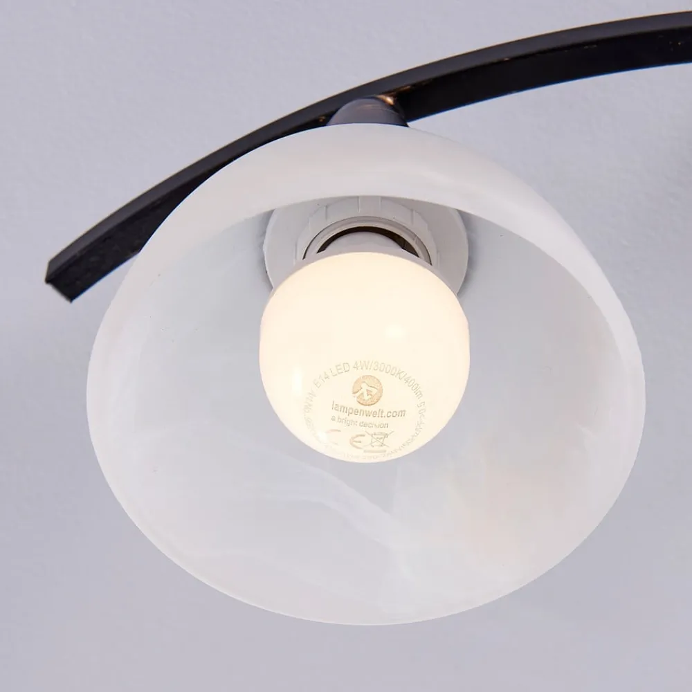 Gang|Loftlamper ^ Lindby loftlampe Della, sort-guld, Ø 58 cm, 3 lyskilder, E14