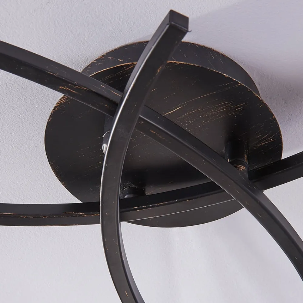 Gang|Loftlamper ^ Lindby loftlampe Della, sort-guld, Ø 58 cm, 3 lyskilder, E14