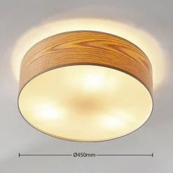 Loftlamper|Loftlamper ^ Lindby loftlampe Dominic, Ø 45 cm, 3 lyskilder, træ