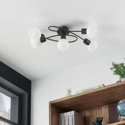 Lindby Loftlamper > loftlampe Elaina, 66 cm, 5 lyskilder, sort/hvid, E14