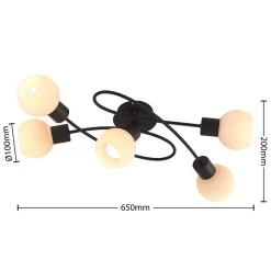 Lindby Loftlamper > loftlampe Elaina, 66 cm, 5 lyskilder, sort/hvid, E14