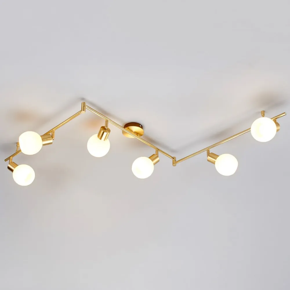 Lindby Loftlamper|Pendellamper > loftlampe Elaina, 180 cm, 6 lyskilder, messing, glas, E14