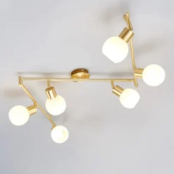 Lindby Loftlamper|Pendellamper > loftlampe Elaina, 180 cm, 6 lyskilder, messing, glas, E14