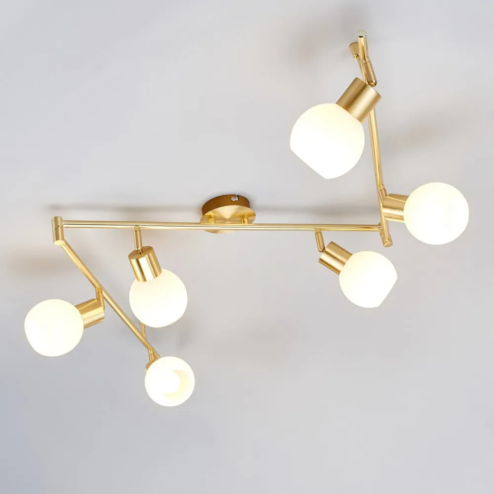 Lindby Loftlamper|Pendellamper > loftlampe Elaina, 180 cm, 6 lyskilder, messing, glas, E14