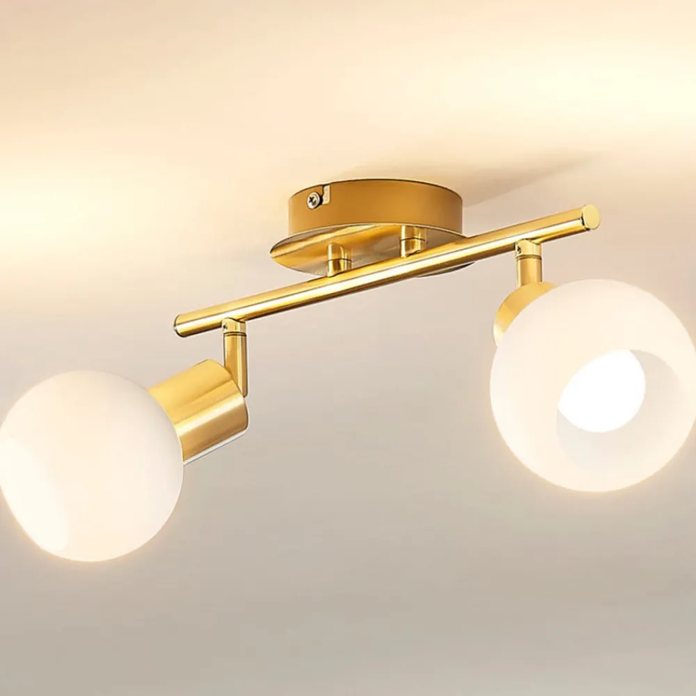 Loftlamper|Pendellamper ^ Lindby loftlampe Elaina, 30 cm, 2 lyskilder, messing, glas, E14
