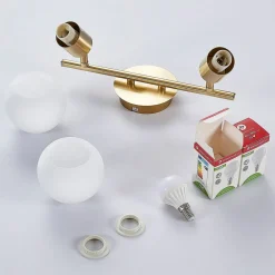 Loftlamper|Pendellamper ^ Lindby loftlampe Elaina, 30 cm, 2 lyskilder, messing, glas, E14