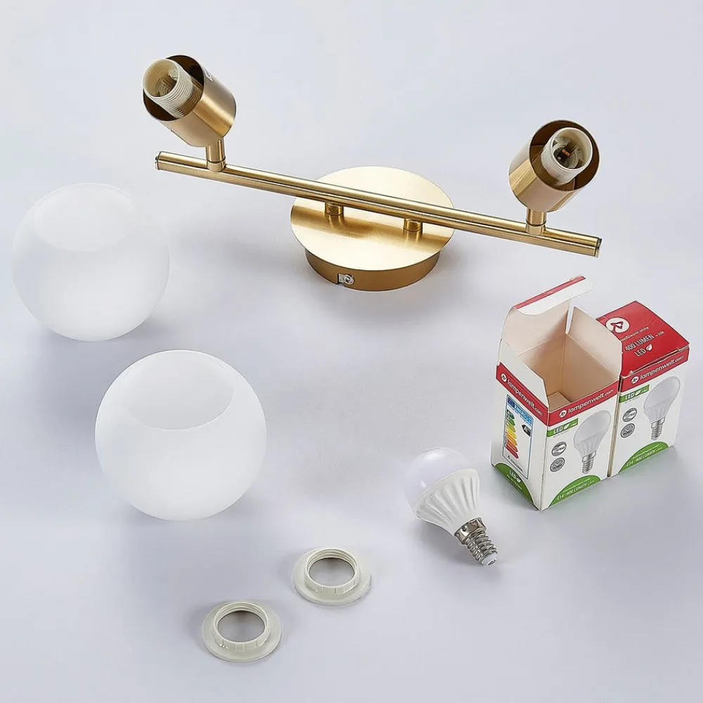 Loftlamper|Pendellamper ^ Lindby loftlampe Elaina, 30 cm, 2 lyskilder, messing, glas, E14