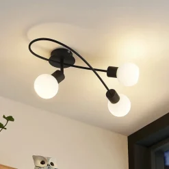 Lindby Loftlamper|Loftlamper > loftlampe Elaina, 54 cm, 3 lyskilder, sort/hvid, E14