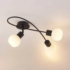 Lindby Loftlamper|Loftlamper > loftlampe Elaina, 54 cm, 3 lyskilder, sort/hvid, E14