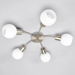 Lindby Loftlamper|Loftlamper > loftlampe Elaina, Ø 54cm, 5 lyskilder, nikkel, glas, E14