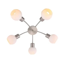 Lindby Loftlamper|Loftlamper > loftlampe Elaina, Ø 54cm, 5 lyskilder, nikkel, glas, E14