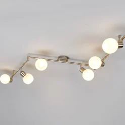 Lindby Gang|Loftlamper > loftlampe Elaina, 180 cm, 6 lyskilder, nikkel, glas, E14