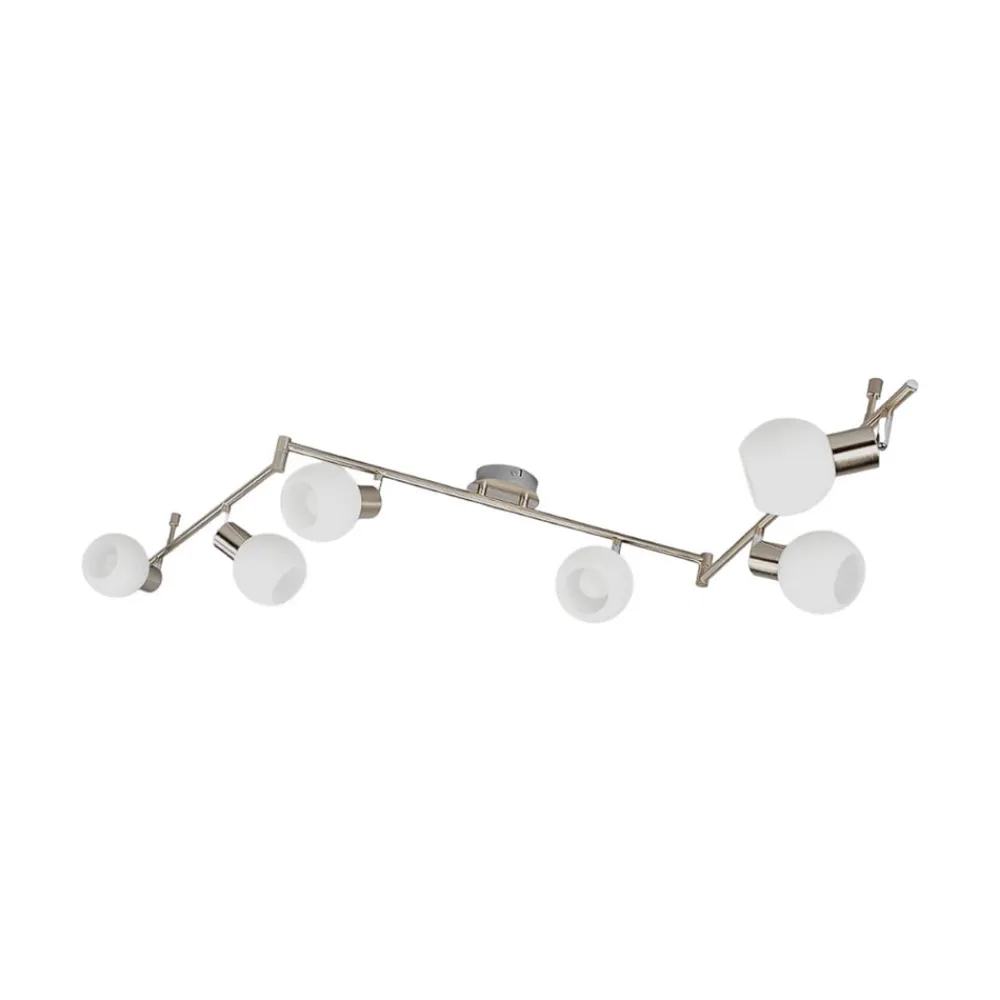 Lindby Gang|Loftlamper > loftlampe Elaina, 180 cm, 6 lyskilder, nikkel, glas, E14