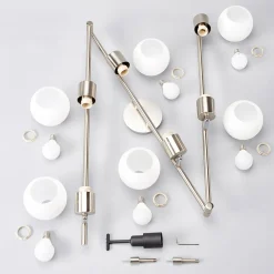 Lindby Gang|Loftlamper > loftlampe Elaina, 180 cm, 6 lyskilder, nikkel, glas, E14