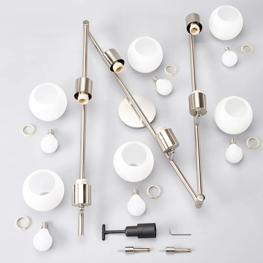Lindby Gang|Loftlamper > loftlampe Elaina, 180 cm, 6 lyskilder, nikkel, glas, E14