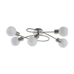 Lindby Gang|Loftlamper > loftlampe Elaina, 65 cm, 5 lyskilder, nikkel, glas, E14