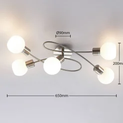 Lindby Gang|Loftlamper > loftlampe Elaina, 65 cm, 5 lyskilder, nikkel, glas, E14