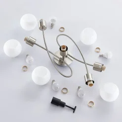 Lindby Gang|Loftlamper > loftlampe Elaina, 65 cm, 5 lyskilder, nikkel, glas, E14