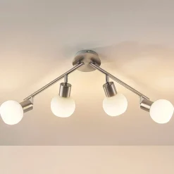 Lindby Gang|Loftlamper > loftlampe Elaina, 70 cm, 4 lyskilder, nikkel, glas, E14