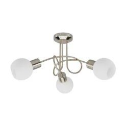 Lindby Gang|Loftlamper > loftlampe Elaina, Ø 38cm, 3 lyskilder, nikkel, glas, E14