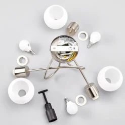Lindby Gang|Loftlamper > loftlampe Elaina, Ø 38cm, 3 lyskilder, nikkel, glas, E14