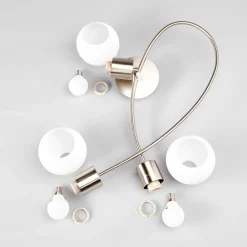 Lindby Gang|Loftlamper > loftlampe Elaina, 50 cm, 3 lyskilder, nikkel, glas, E14