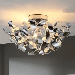 Loftlamper ^ Lindby loftlampe Elviro, Ø 50 cm, kromfarvet, metal