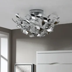 Loftlamper ^ Lindby loftlampe Elviro, Ø 50 cm, kromfarvet, metal
