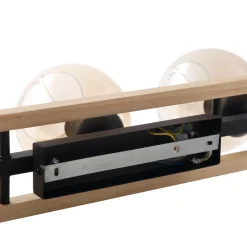 Lindby Gang|Loftlamper > loftlampe Enrique, amber, 3 lyskilder, glas, træ, E27