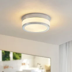 Lindby Gang|Loftlamper > loftlampe Flavi, Ø 23 cm, krom, glas, IP44, E27