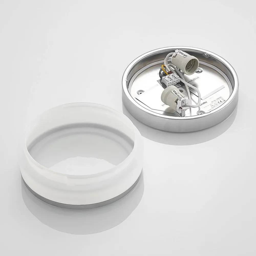 Lindby Gang|Loftlamper > loftlampe Flavi, Ø 23 cm, krom, glas, IP44, E27