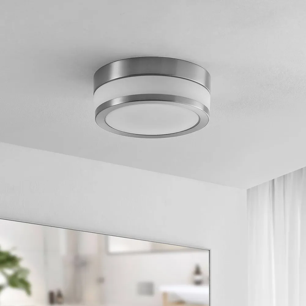 Lindby Loftlamper > Loftlampe Flavi, Ø 23 cm, nikkel, glas, IP44, E27