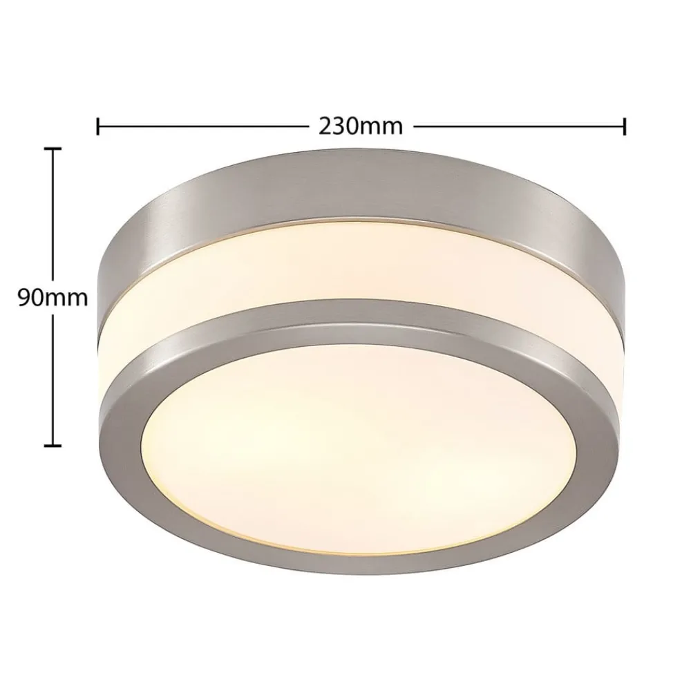 Lindby Loftlamper > Loftlampe Flavi, Ø 23 cm, nikkel, glas, IP44, E27