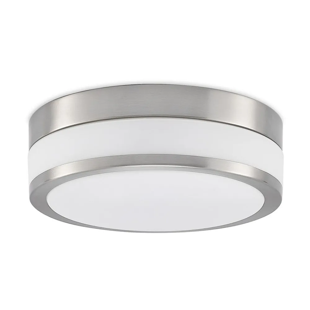 Loftlamper ^ Lindby Loftlampe Flavi, Ø 28 cm, nikkel, glas, IP44, E27