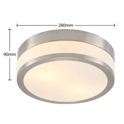 Loftlamper ^ Lindby Loftlampe Flavi, Ø 28 cm, nikkel, glas, IP44, E27