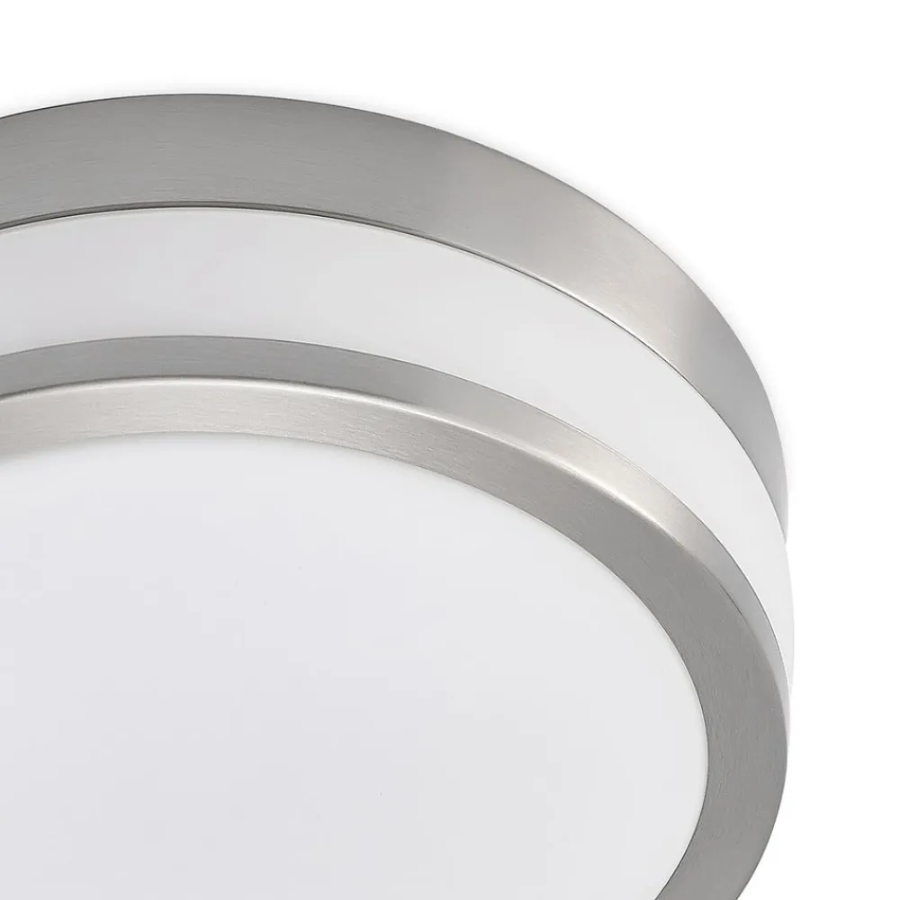 Loftlamper ^ Lindby Loftlampe Flavi, Ø 28 cm, nikkel, glas, IP44, E27