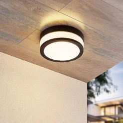 Lindby Gang|Loftlamper > loftlampe Flavi, Ø 23 cm, sort, glas, IP44, E27