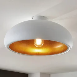 Lindby Gang|Loftlamper > loftlampe Gerwina, hvid/guld, metal, 40 cm, E27