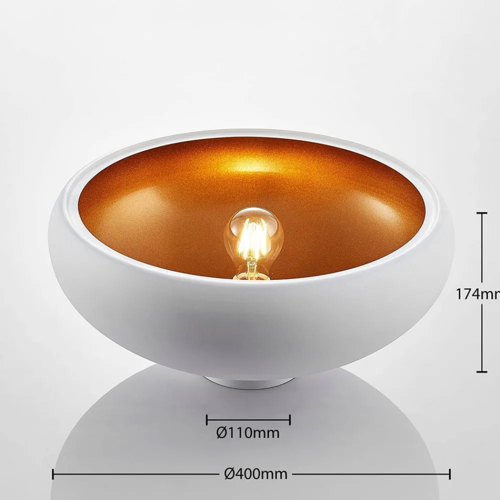 Lindby Gang|Loftlamper > loftlampe Gerwina, hvid/guld, metal, 40 cm, E27