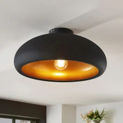Lindby Gang|Loftlamper > loftlampe Gerwina, sort/guld, metal, 40 cm, E27