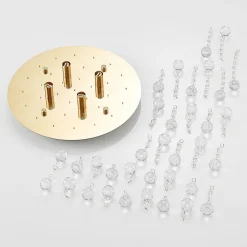 Loftlamper|Pendellamper ^ Lindby loftlampe Gillion, 4 lyskilder, guld, krystal, Ø 35cm