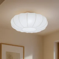 Lindby Loftlamper|Pendellamper > Loftlampe Helin, hvid, Ø 60 cm, tekstil, 3 x E27