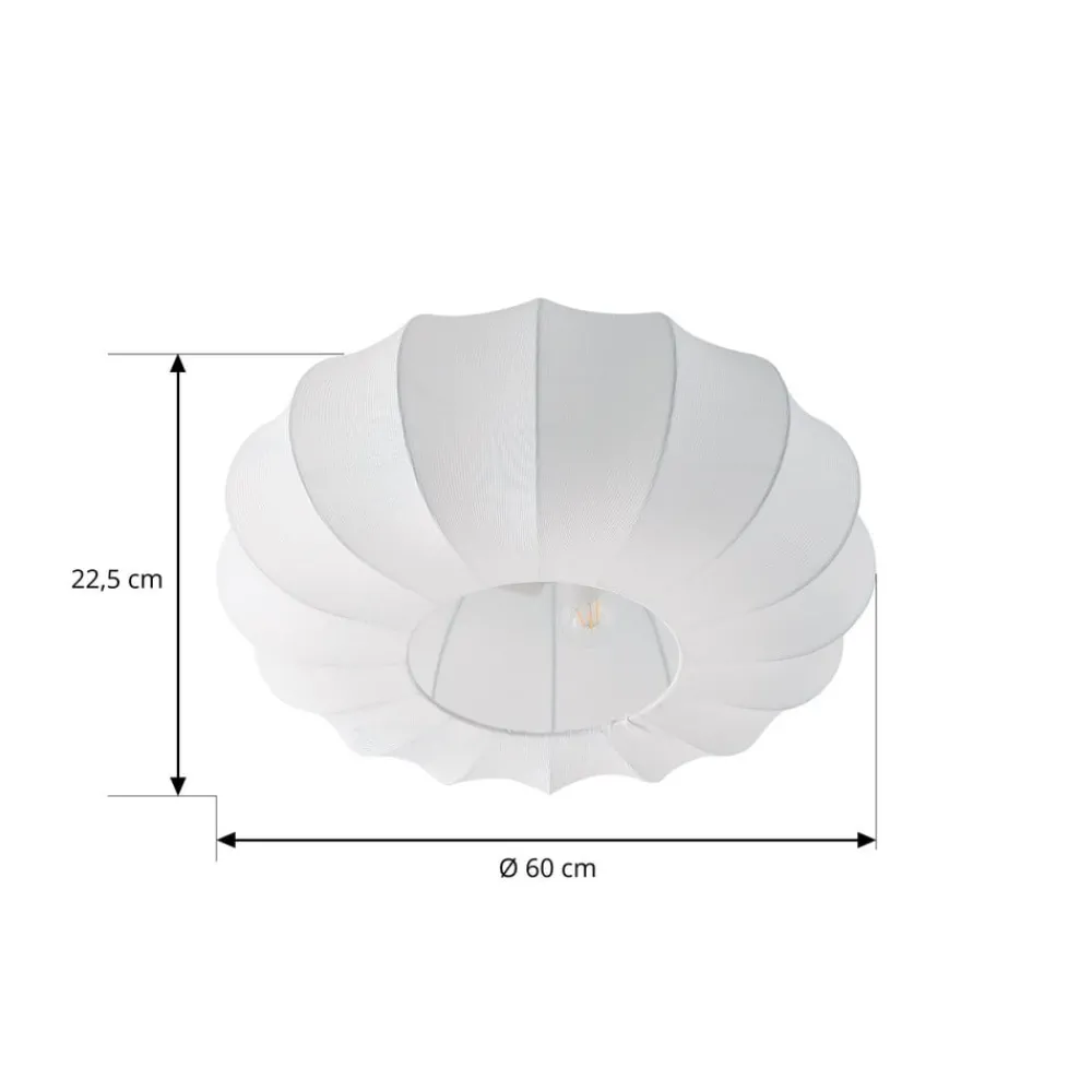 Lindby Loftlamper|Pendellamper > Loftlampe Helin, hvid, Ø 60 cm, tekstil, 3 x E27