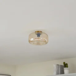 Lindby Loftlamper|Loftlamper > loftlampe Hildur, Ø 28,5 cm, ravfarvet, glas