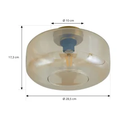 Lindby Loftlamper|Loftlamper > loftlampe Hildur, Ø 28,5 cm, ravfarvet, glas