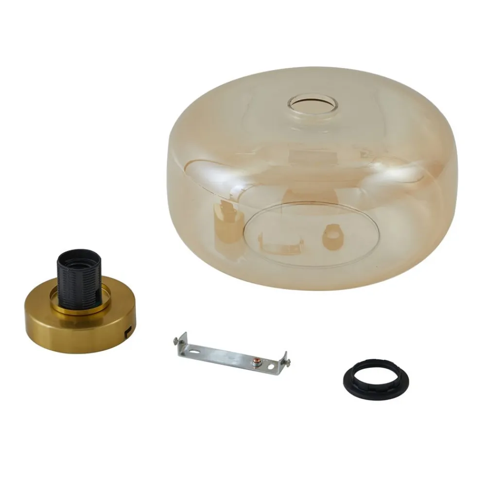 Lindby Loftlamper|Loftlamper > loftlampe Hildur, Ø 28,5 cm, ravfarvet, glas