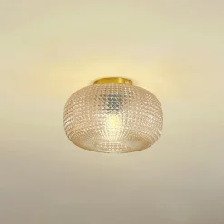Lindby Loftlamper|Loftlamper > loftlampe Hildur, Ø 25 cm, ravfarvet, glas