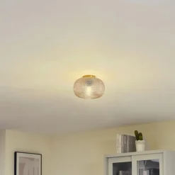 Lindby Loftlamper|Loftlamper > loftlampe Hildur, Ø 25 cm, ravfarvet, glas