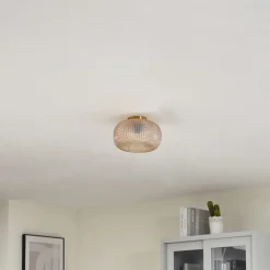 Lindby Loftlamper|Loftlamper > loftlampe Hildur, Ø 25 cm, ravfarvet, glas